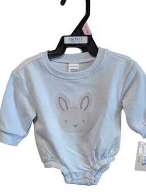 Carter's Child of Mine Baby Boy Easter Bubble Bodysuit Blue Bunny Long Sleeve